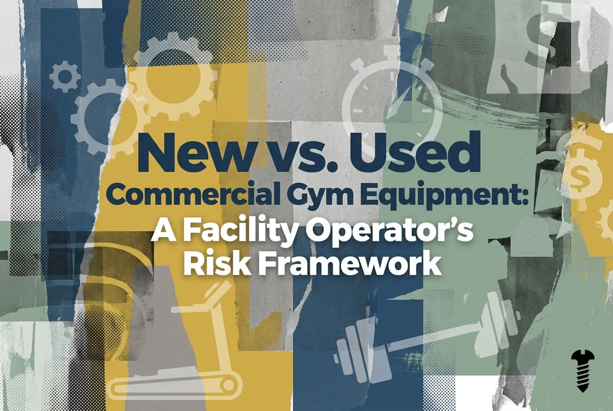 Professional header image for industry analysis: New vs. Used Commercial Gym Equipment: A Facility Operato...